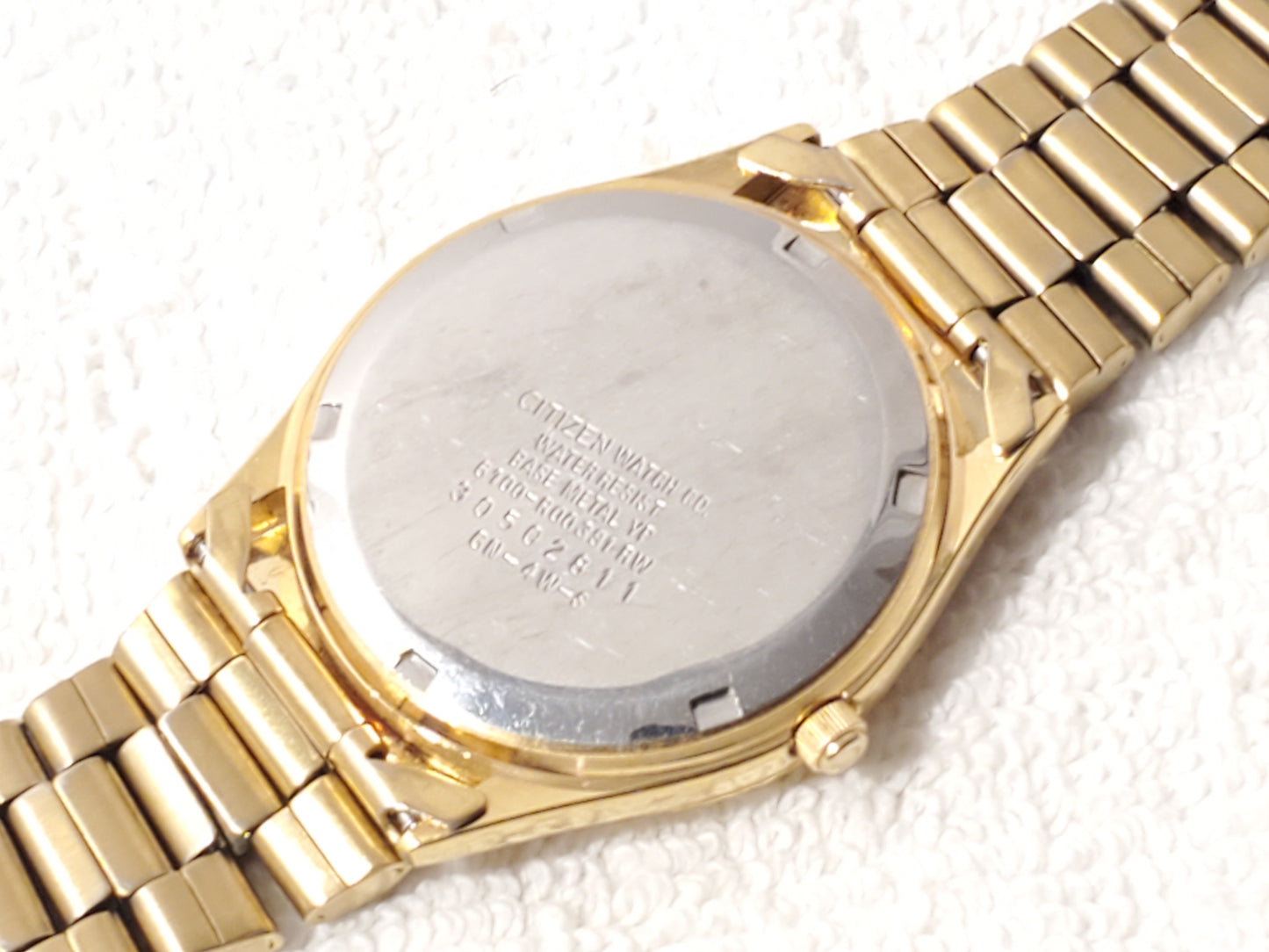Vintage Citizen CQ Men's Presidential Day Date Gold Plated Watch Black Dial