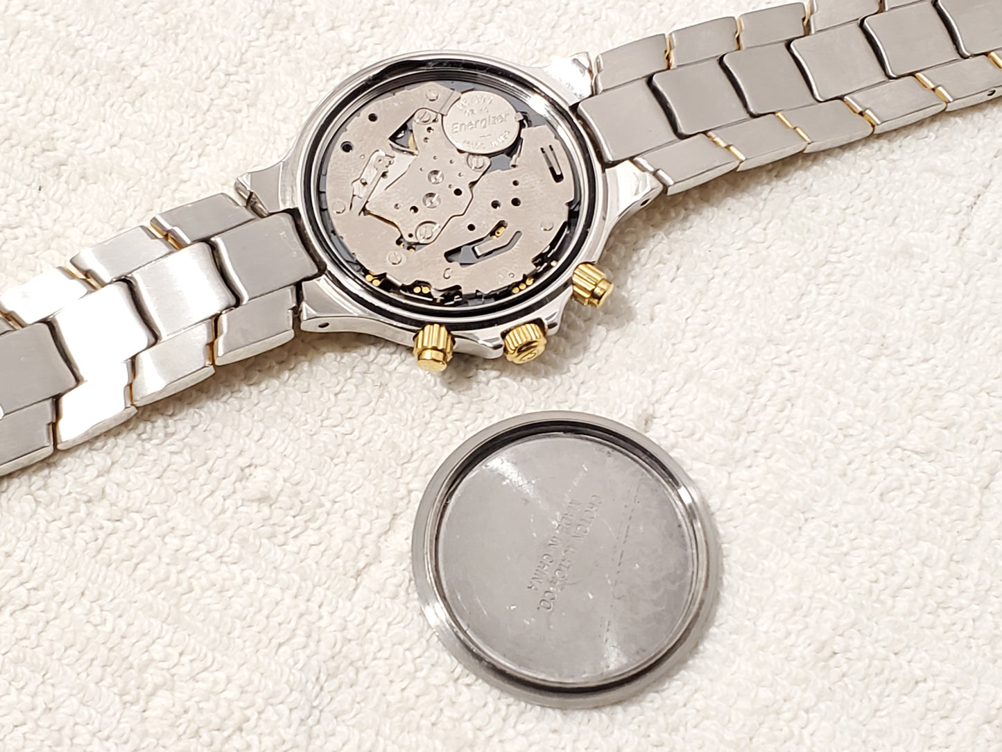 Vintage Croton Chronomaster Men's Date Quartz Watch Gold Tone S Steel White Dial