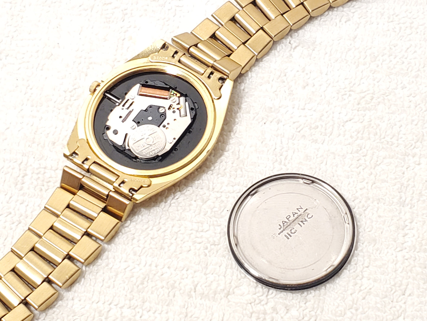 Vintage Seiko SQ Men's Presidential Day Date Gold Tone Watch One Jewel S Steel