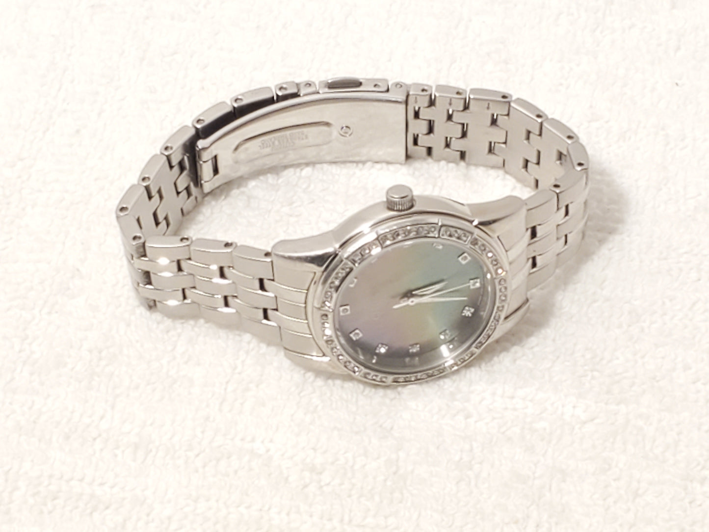 Vintage Citizen Eco Drive Diamonds Bezel Dial Mother Pearl Women's Watch S Steel