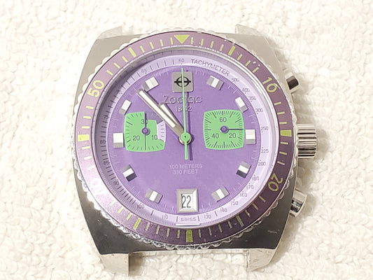 Zodiac Sea Dragon Men's Purple Date Chronograph Swiss Made Watch Seven Jewels SS