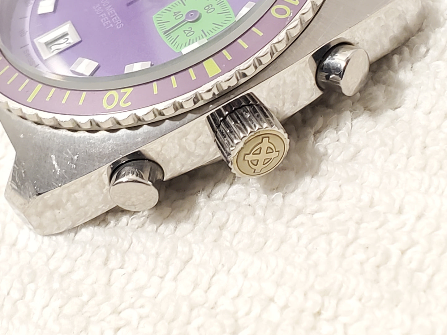 Zodiac Sea Dragon Men's Purple Date Chronograph Swiss Made Watch Seven Jewels SS