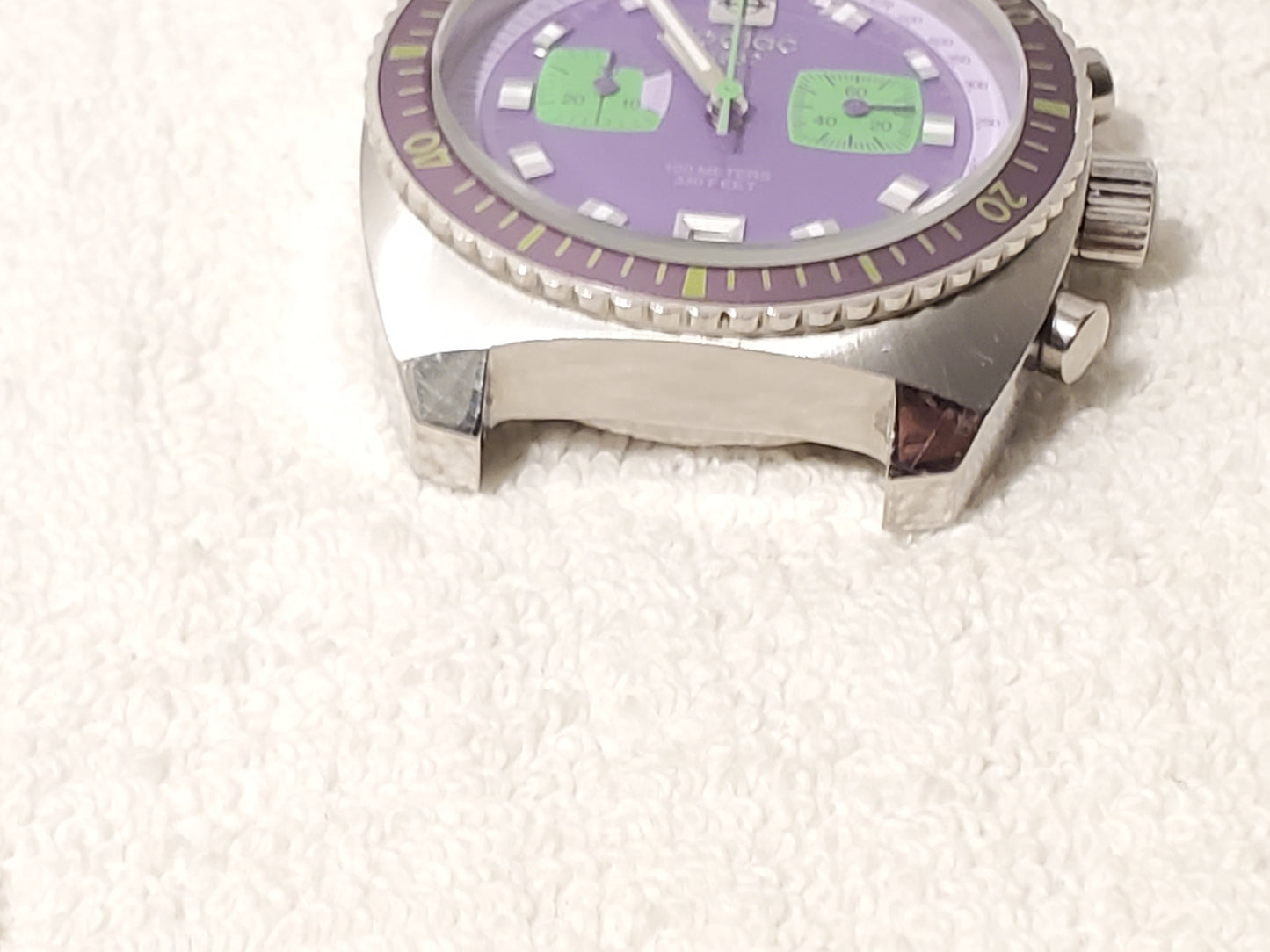 Zodiac Sea Dragon Men's Purple Date Chronograph Swiss Made Watch Seven Jewels SS