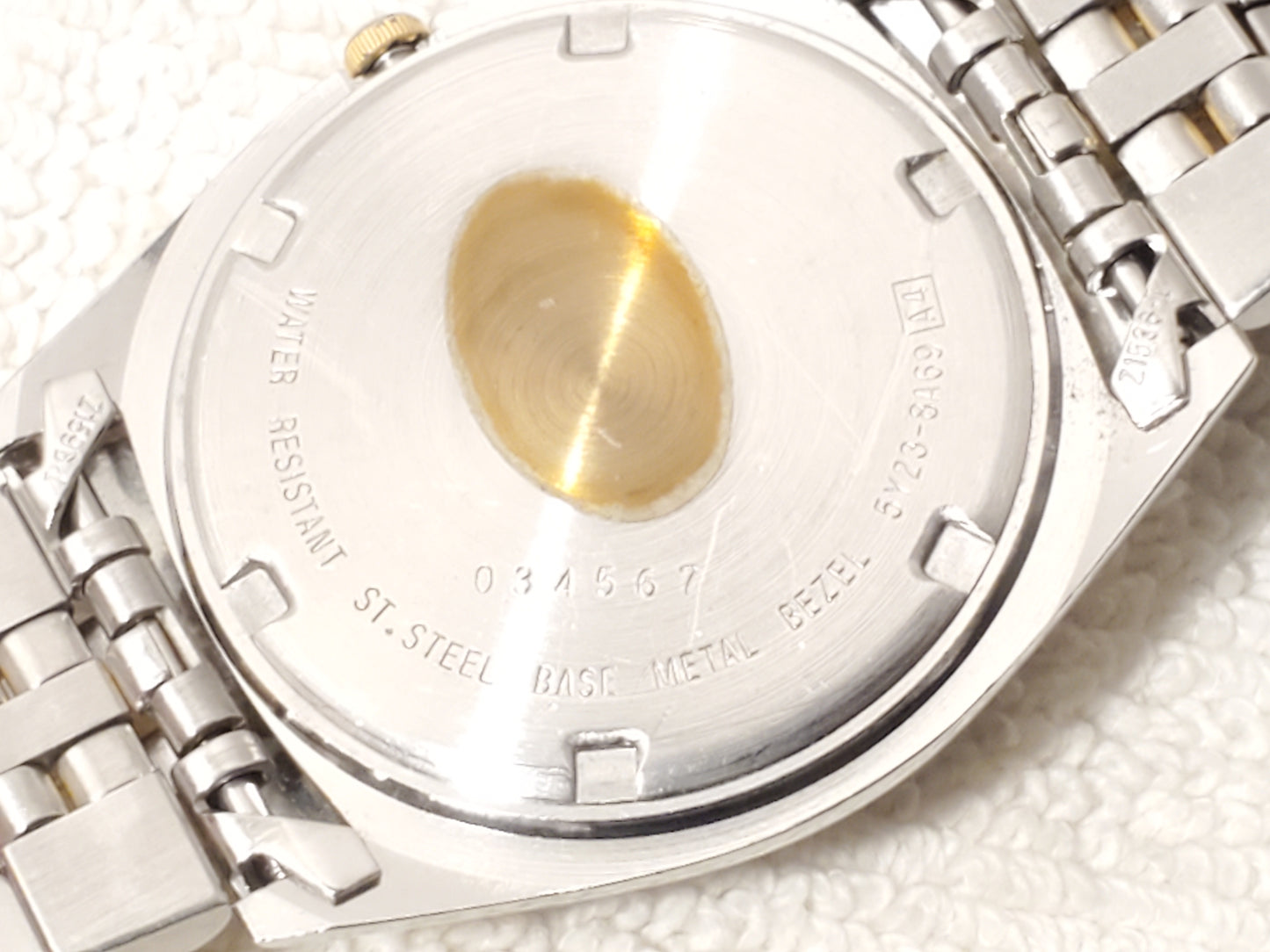 Vintage Seiko SQ Mens Presidential Day Date Gold Tone Watch 1 Jewel Blue Dial SS