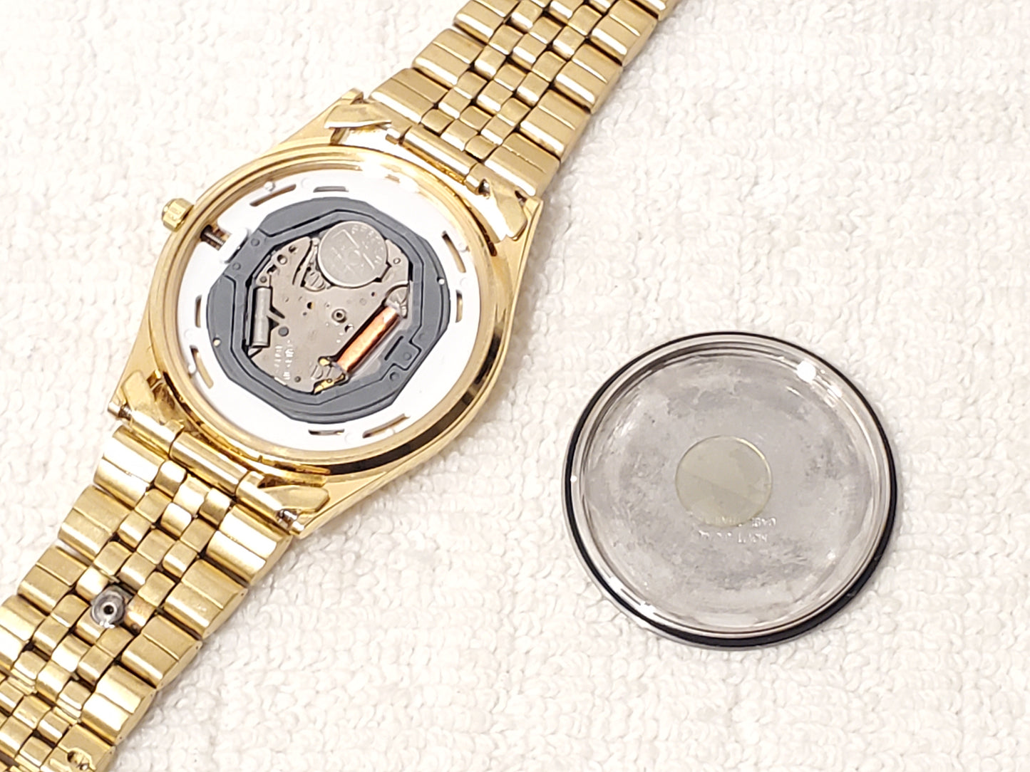 Vintage Citizen CQ Men's Presidential Day Date Gold Plated Watch Diamond Symbol