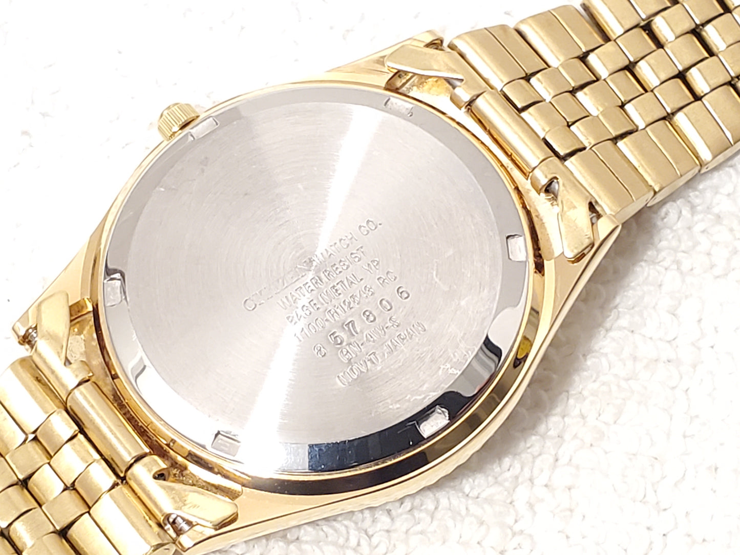 Vintage Citizen CQ Men's Presidential Day Date Gold Plated Watch Diamond Symbol