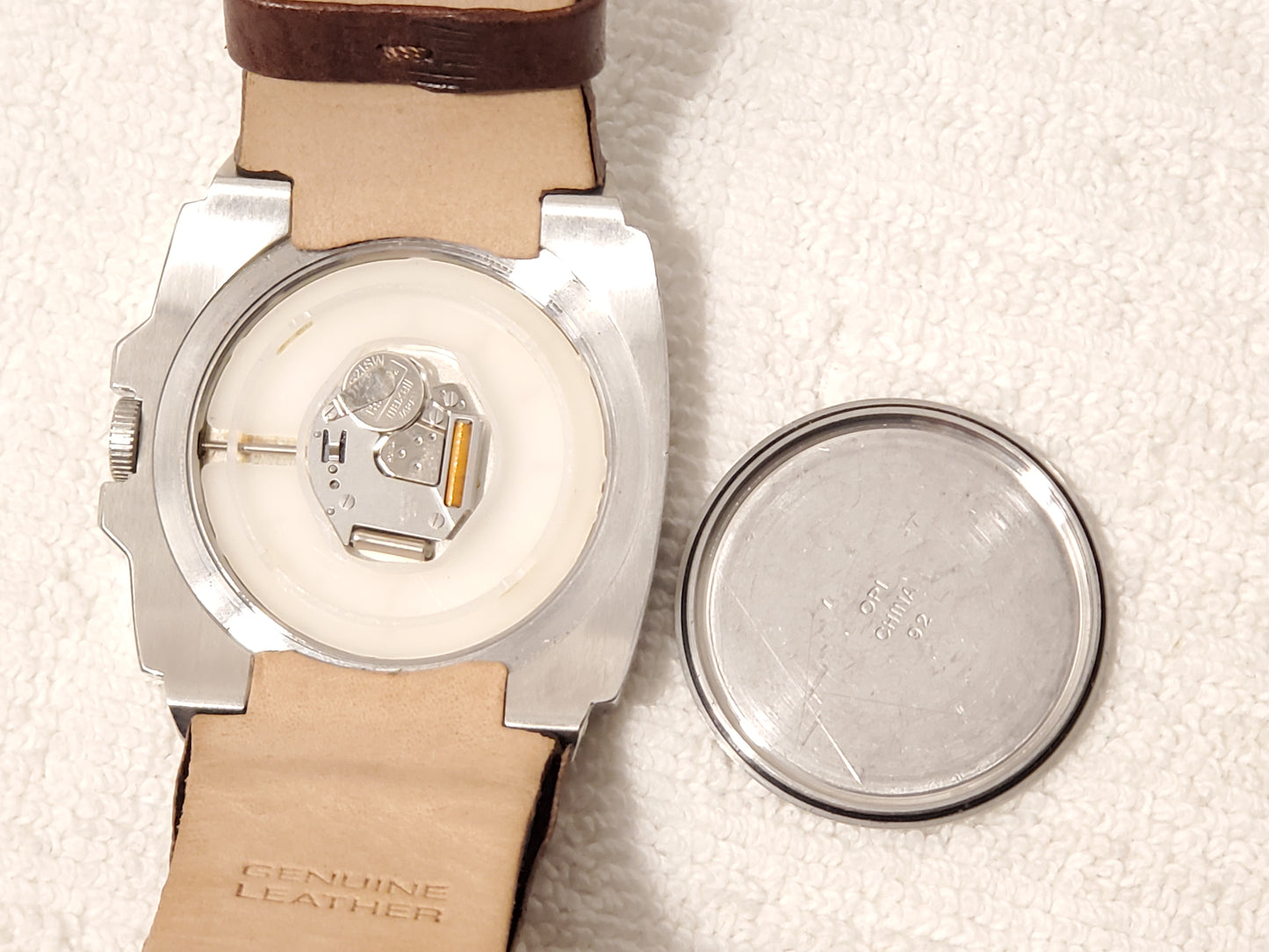 Vintage Diesel Men’s Watch Brown Leather Strap Yellow Dial One Jewel S Steel