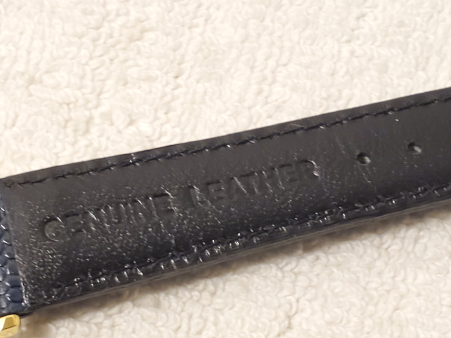 Vintage Walt Disney’s Peter Pan Tinkerbell Watch Blue Black Leather Gold Tone SS