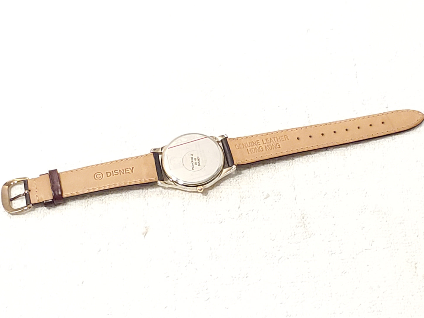 Vintage Disney Pocahontas Women's Watch Gold Tone Brown Leather Strap S Steel