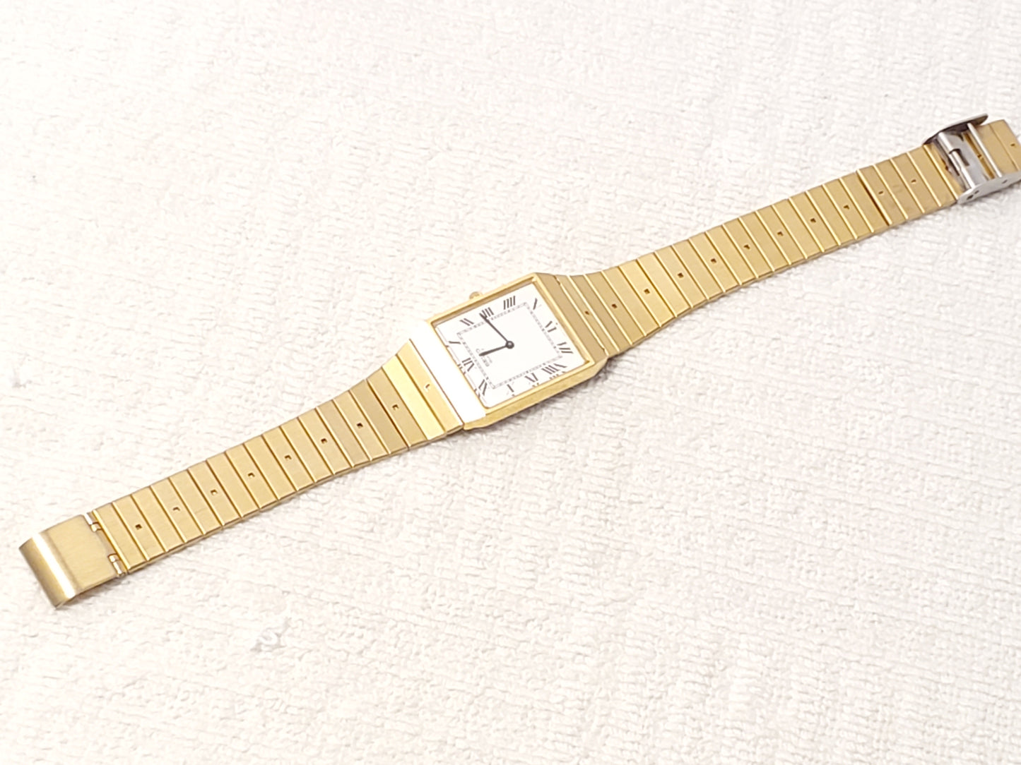 Vintage Seiko Gold Tone Tank Men's Watch 3 Jewels White Dial Roman Numerals SS