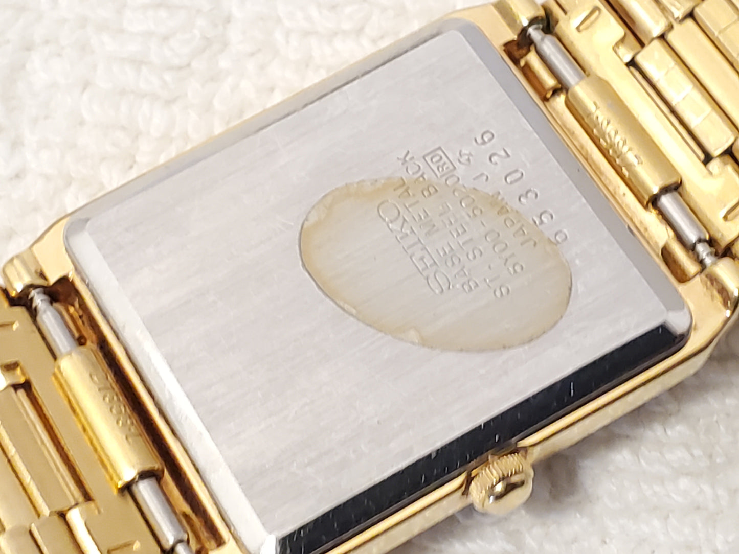 Vintage Seiko Gold Tone Tank Men's Watch 3 Jewels White Dial Roman Numerals SS