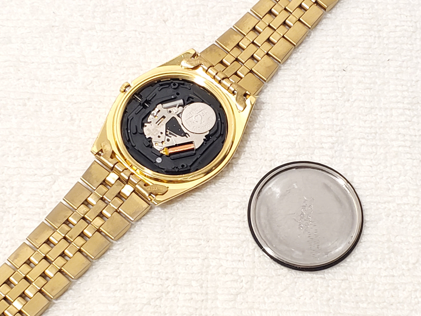 Vintage Seiko Mens Day Date Gold Tone Watch Black Dial One Jewel Stainless Steel