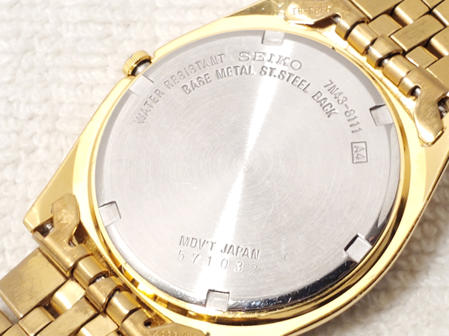 Vintage Seiko Mens Day Date Gold Tone Watch Black Dial One Jewel Stainless Steel