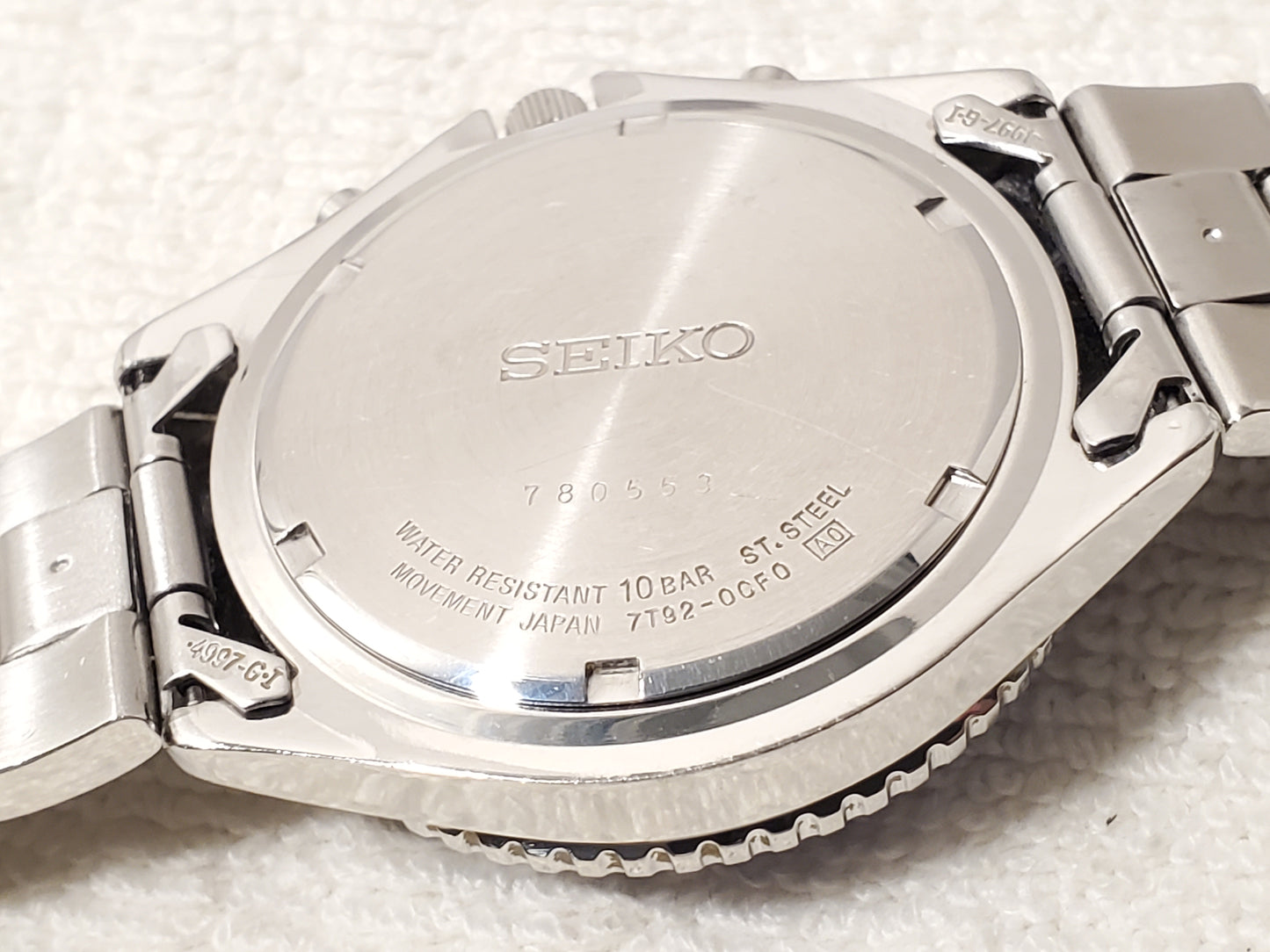 Vintage Seiko Flight Master Men Chronograph Date Blue Dial Watch WR 100M S Steel