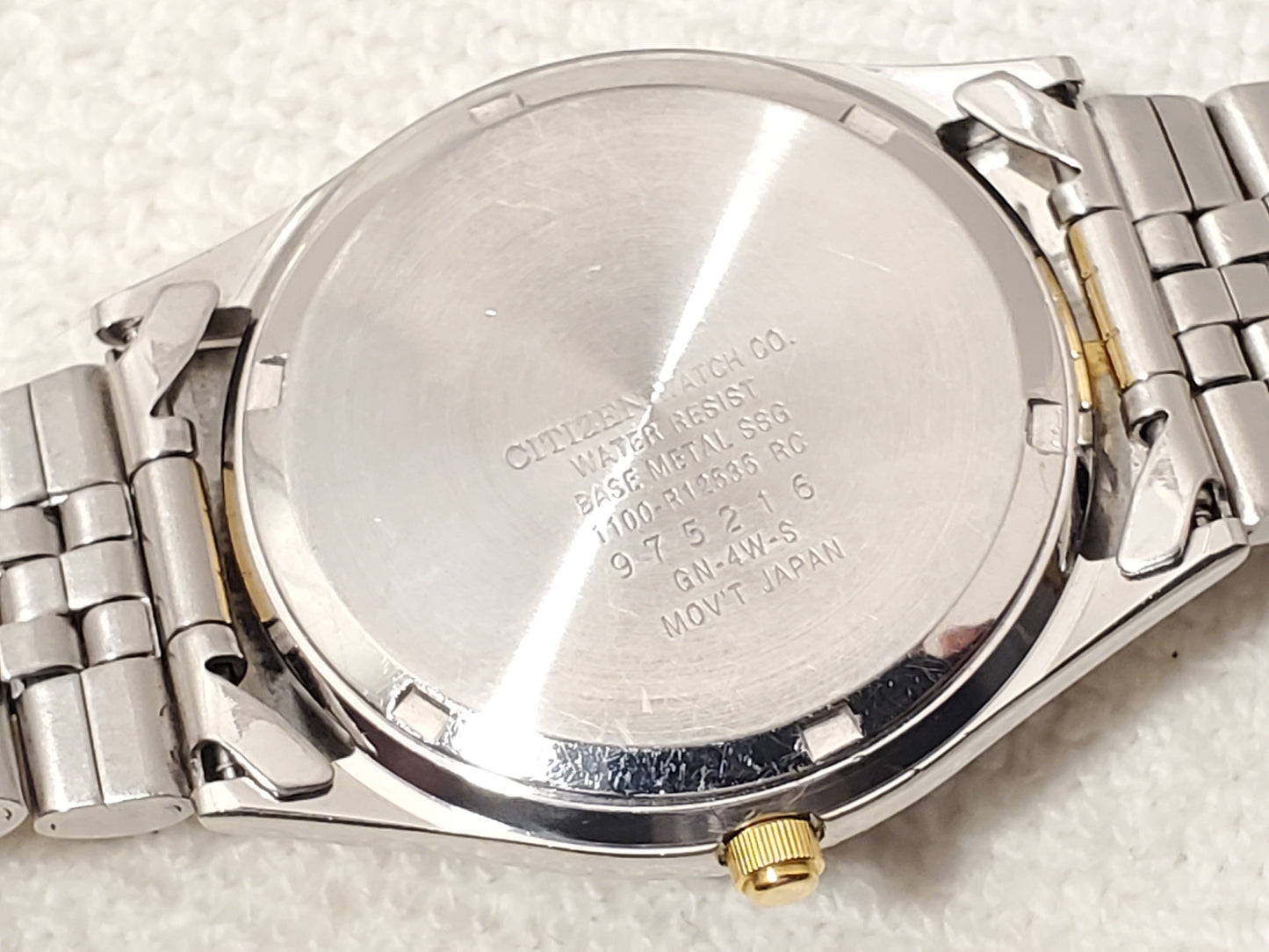 Vintage Citizen CQ Men's Day Date Presidential Watch Gold Tone Blue Dial S Steel