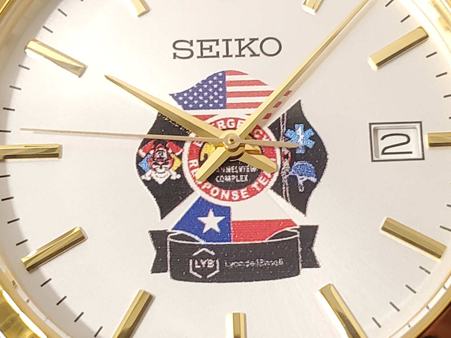 Seiko Men's Date Gold Tone Stainless Steel Quartz Watch Silver Dial WR 50 Meters