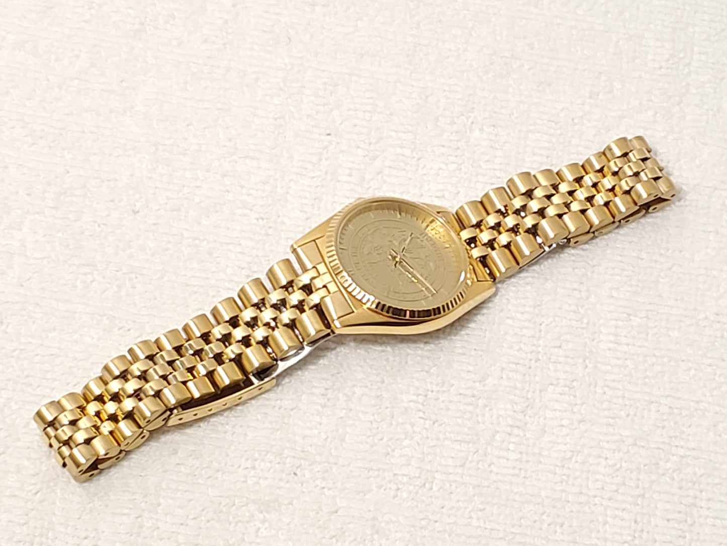 Vintage Seiko Gold Tone Mens Presidential Quartz Watch One Jewel Stainless Steel