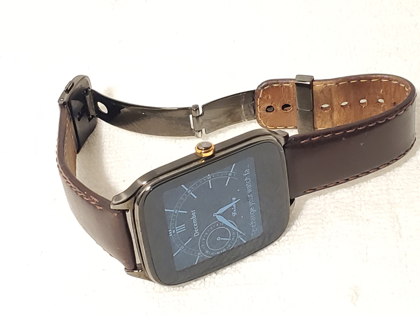 Asus ZenWatch 2 Brown Leather Stainless Steel Bluetooth Wi-Fi Music WI501Q