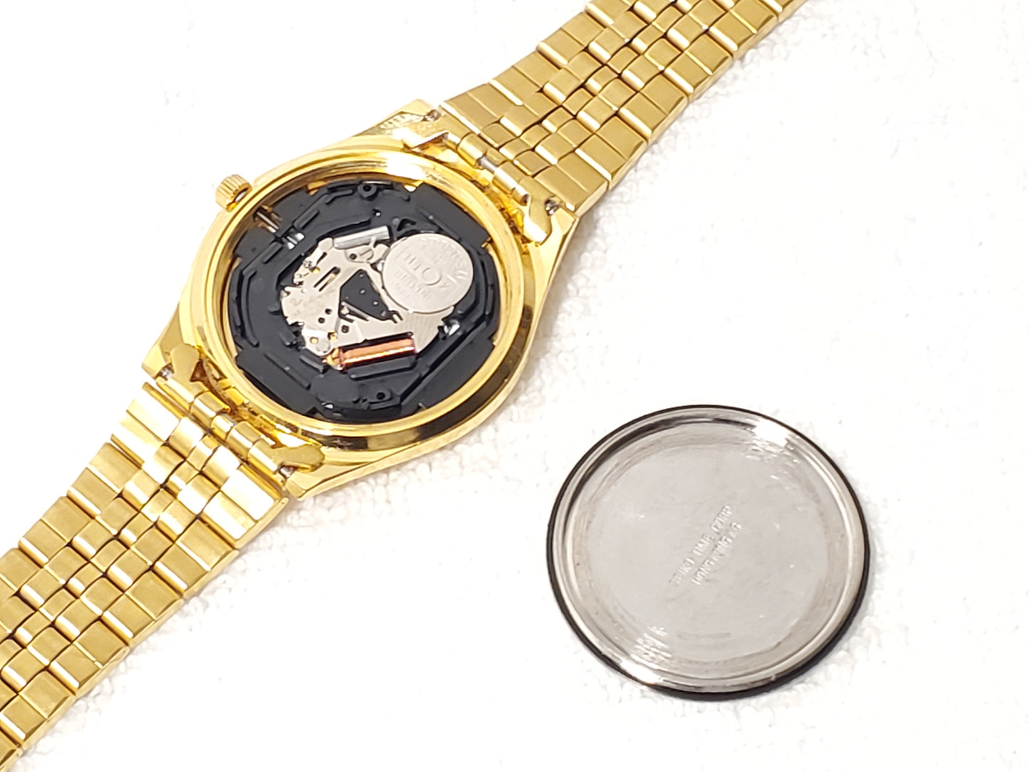 Vintage Seiko Men's Gold Tone Day Date Quartz Watch One Jewel Stainless Steel