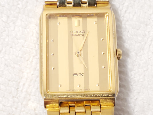 Vintage Seiko Women's Gold Tone Tank Quartz Watch Base Metal Stainless Steel