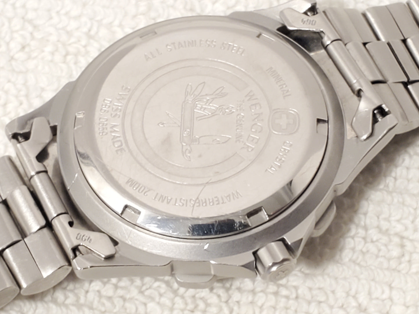 Vintage Wenger SMT Design Men's Day Date Watch WR 200 Meters Black Dial S Steel