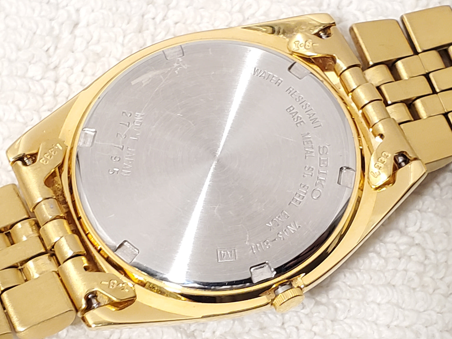 Vintage Seiko Men's Day Date Gold Tone Presidential Quartz Watch One Jewel SS