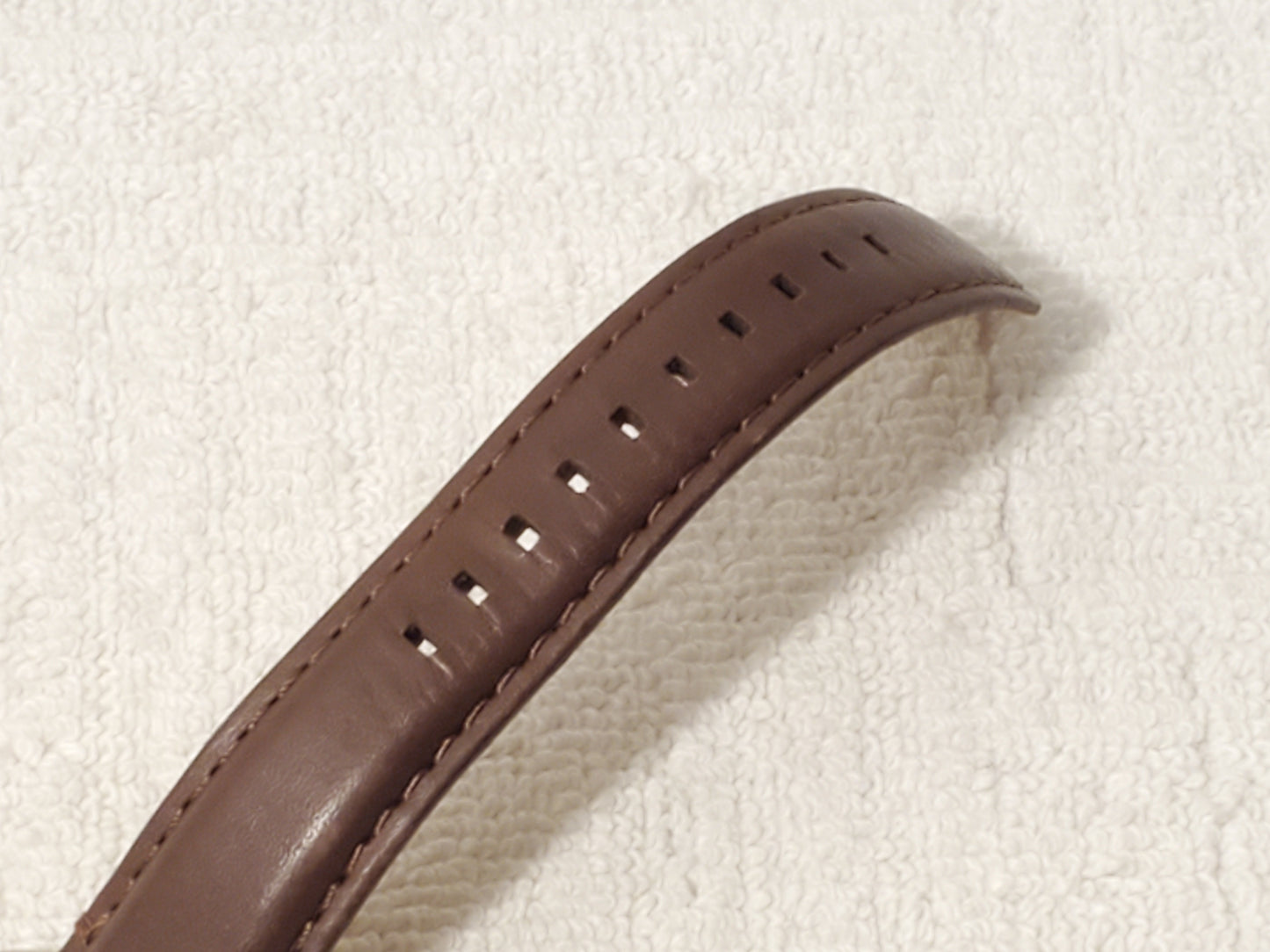 Vintage Fossil Men Brown Leather Rose Gold Tone Roman Numerals Watch Silver Dial