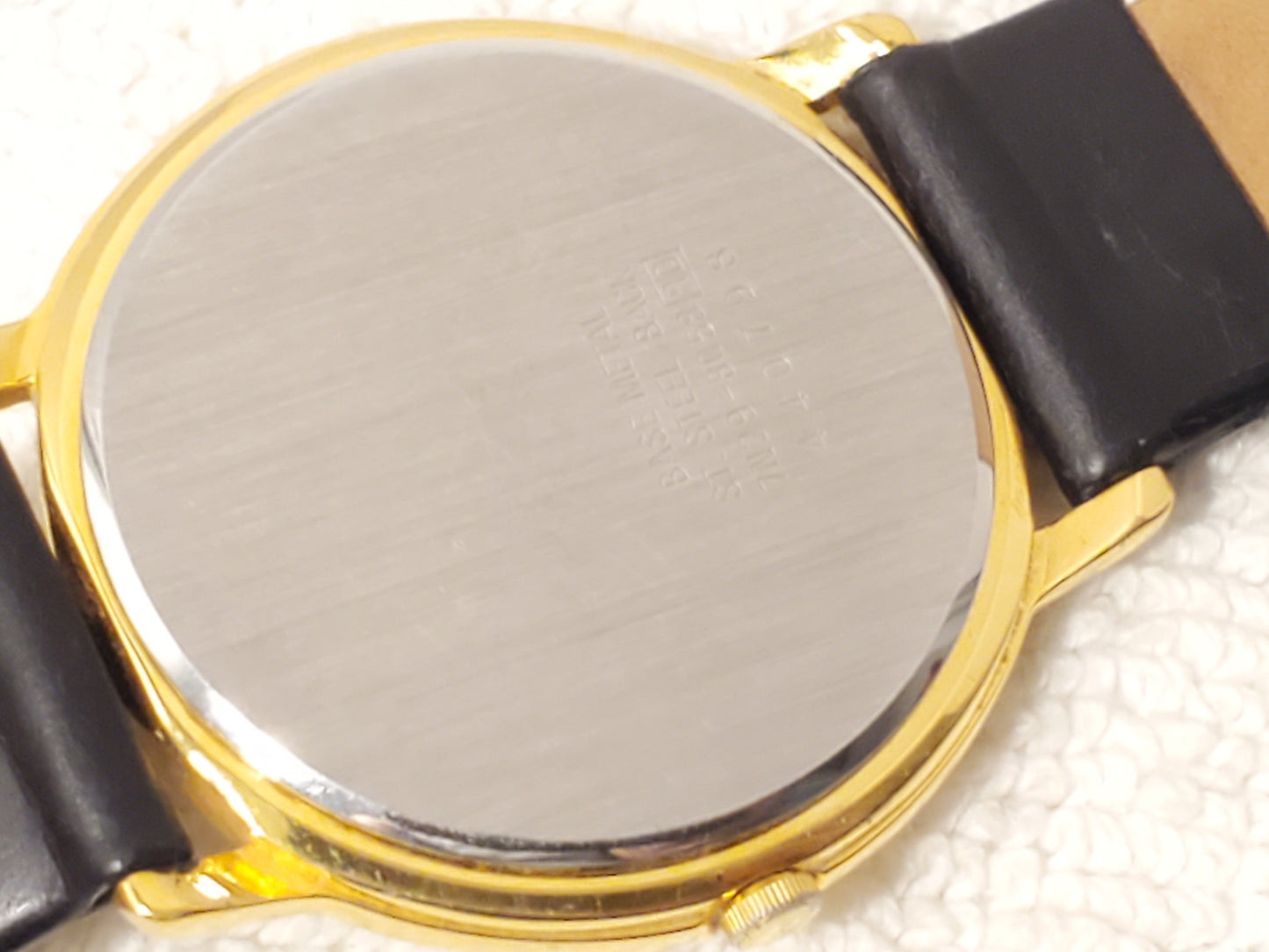 Vintage Seiko Men's Gold Tone Date Quartz Watch Black Leather Strap S Steel