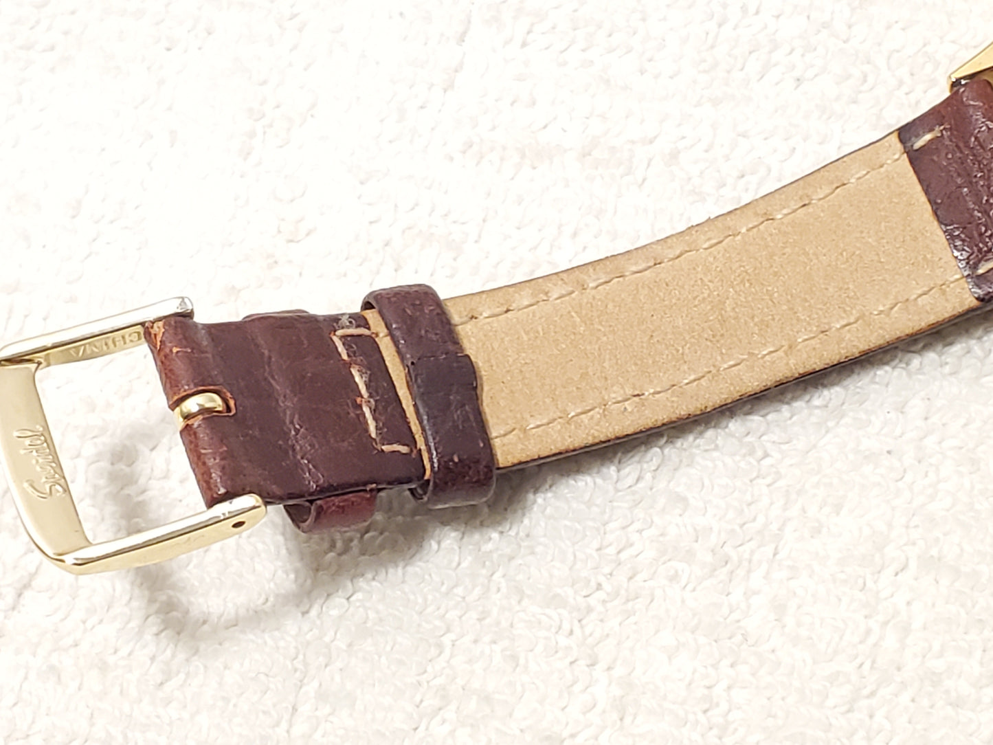 Vintage Seiko Men's White Dial Gold Tone Day Date Watch Roman Numerals One Jewel
