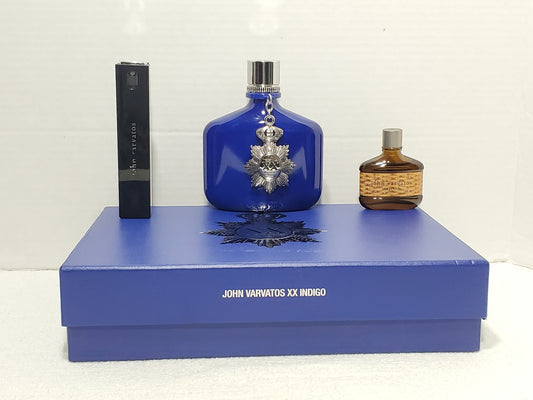 John Varvatos XX Indiglo Men's 3 Piece Cologne Set Spray Splash 4.2 oz Bottle