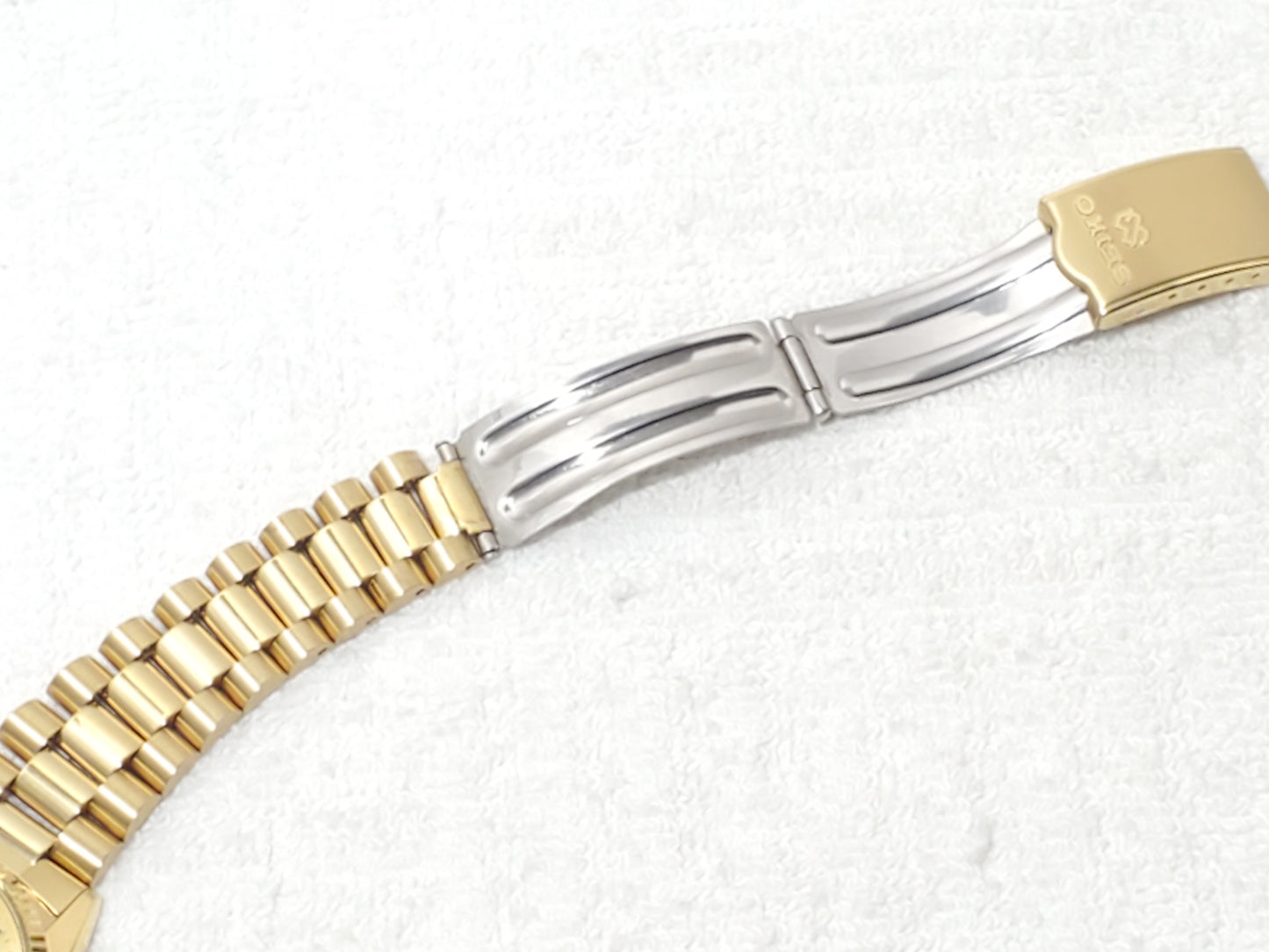 Vintage Seiko SQ Men's Presidential Day Date Gold Tone Watch One Jewel S Steel