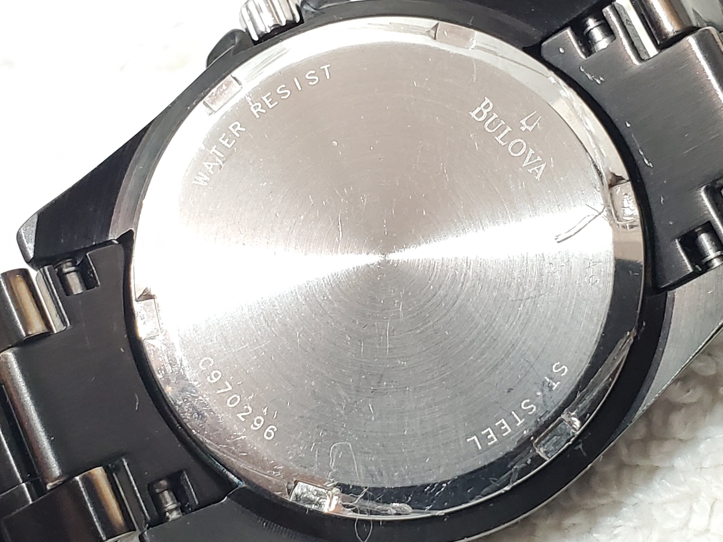 Vintage Bulova Women's Diamonds Watch Day Date Black S Steel Mother Pearl Dial
