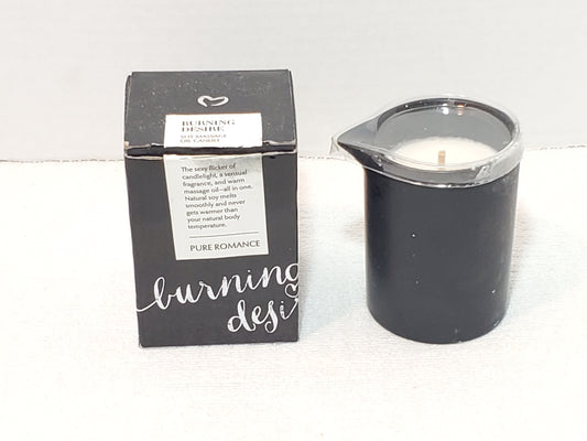Burning Desire Soy Massage Oil Candle by Pure Romance New Box Black White