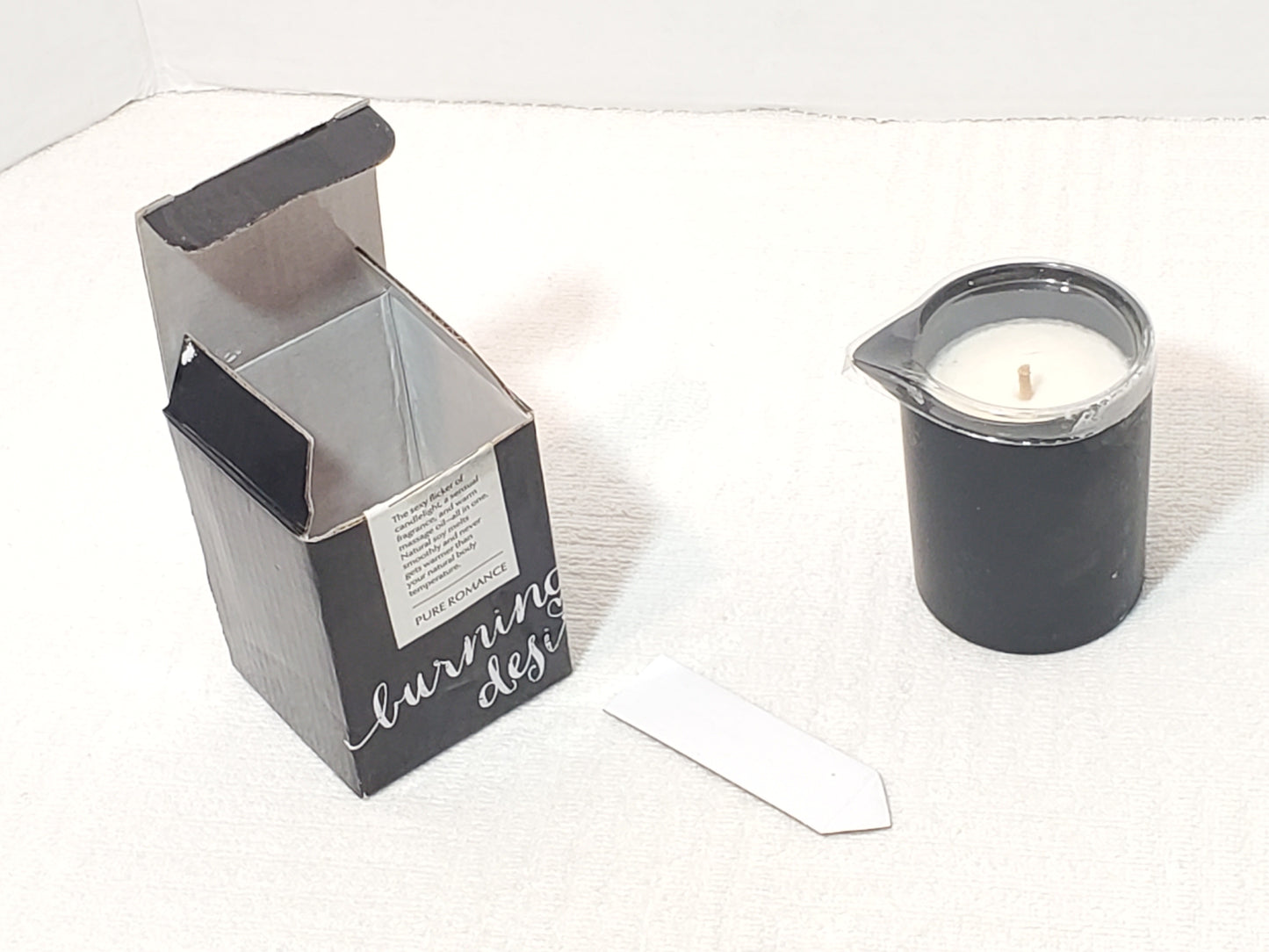 Burning Desire Soy Massage Oil Candle by Pure Romance New Box Black White
