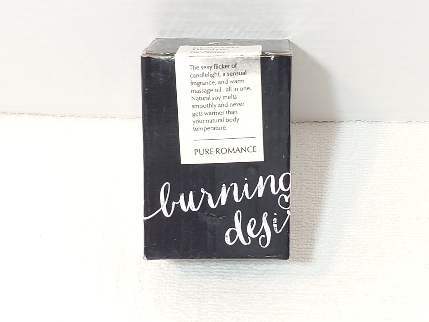 Burning Desire Soy Massage Oil Candle by Pure Romance New Box Black White