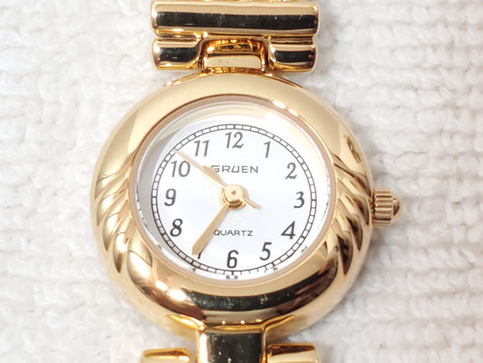 Vintage Gruen Women’s Gold Tone Quartz Watch White Dial Stainless Steel