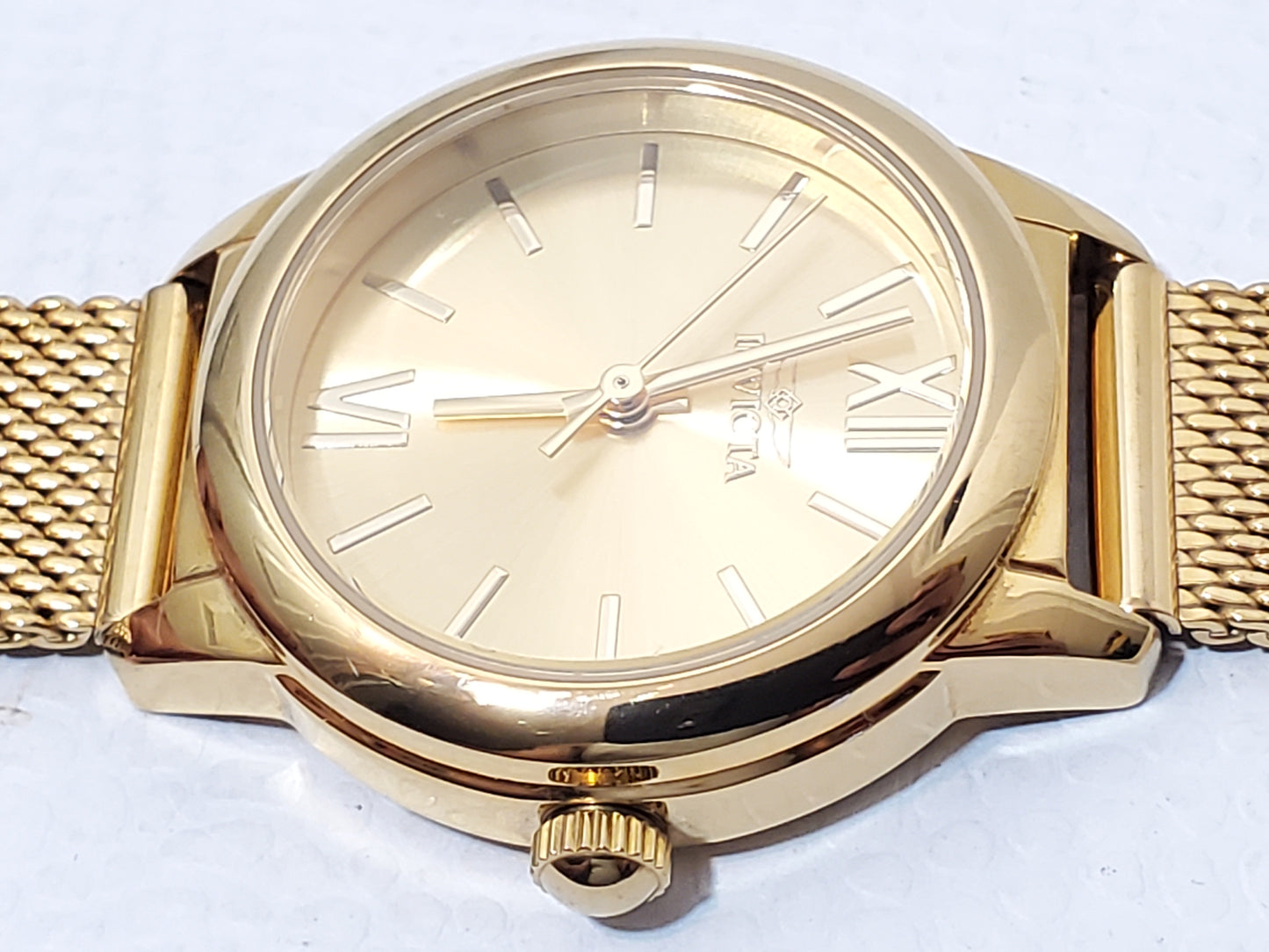 Invicta Angel Gold Tone Women's Quartz Watch Mesh Band Roman Numerals S Steel