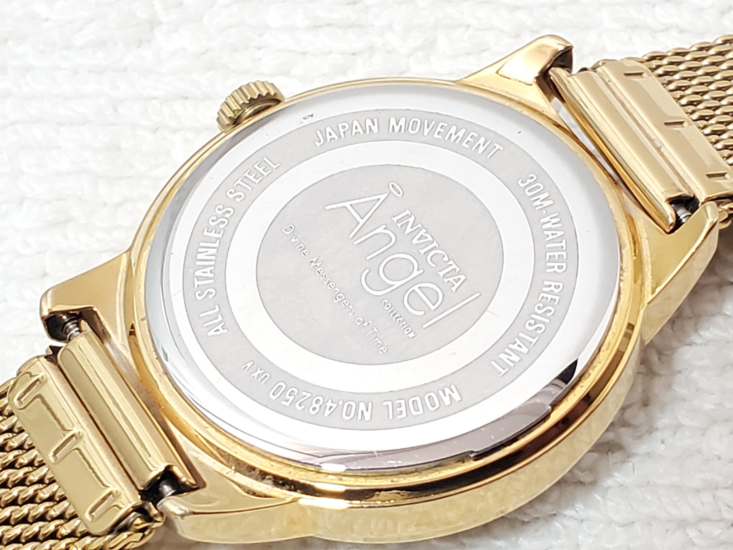 Invicta Angel Gold Tone Women's Quartz Watch Mesh Band Roman Numerals S Steel