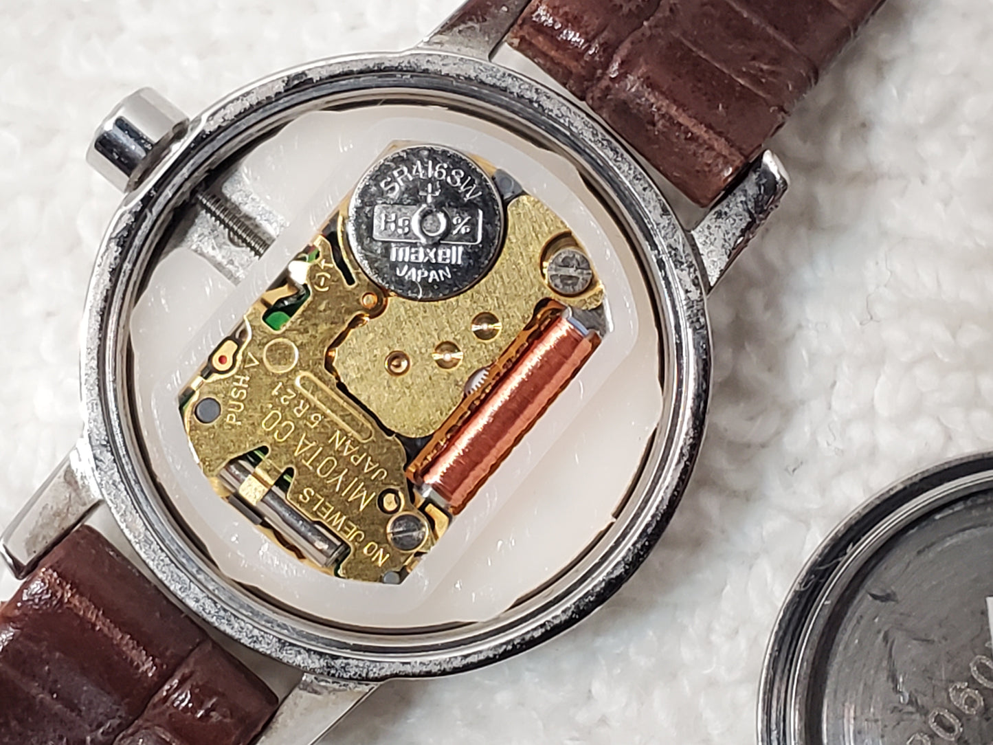 Skagen Denmark Steel Women's Petite Watch Silver Dial Crystals Leather Strap
