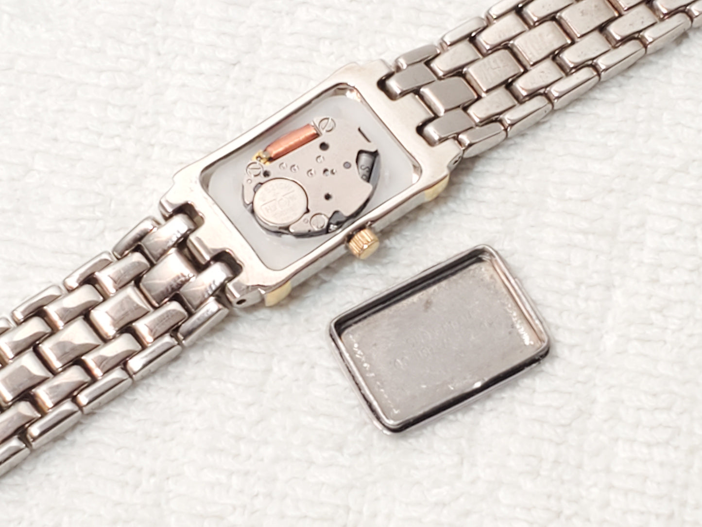 Vintage Croton Women's Tank Stainless Steel 23K Gold Plated Watch White Dial
