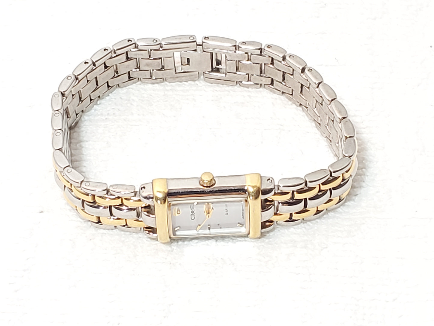 Vintage Croton Women's Tank Stainless Steel 23K Gold Plated Watch White Dial