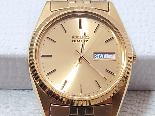 Vintage Seiko Presidential Men's Gold Tone Day Date Quartz Watch Stainless Steel