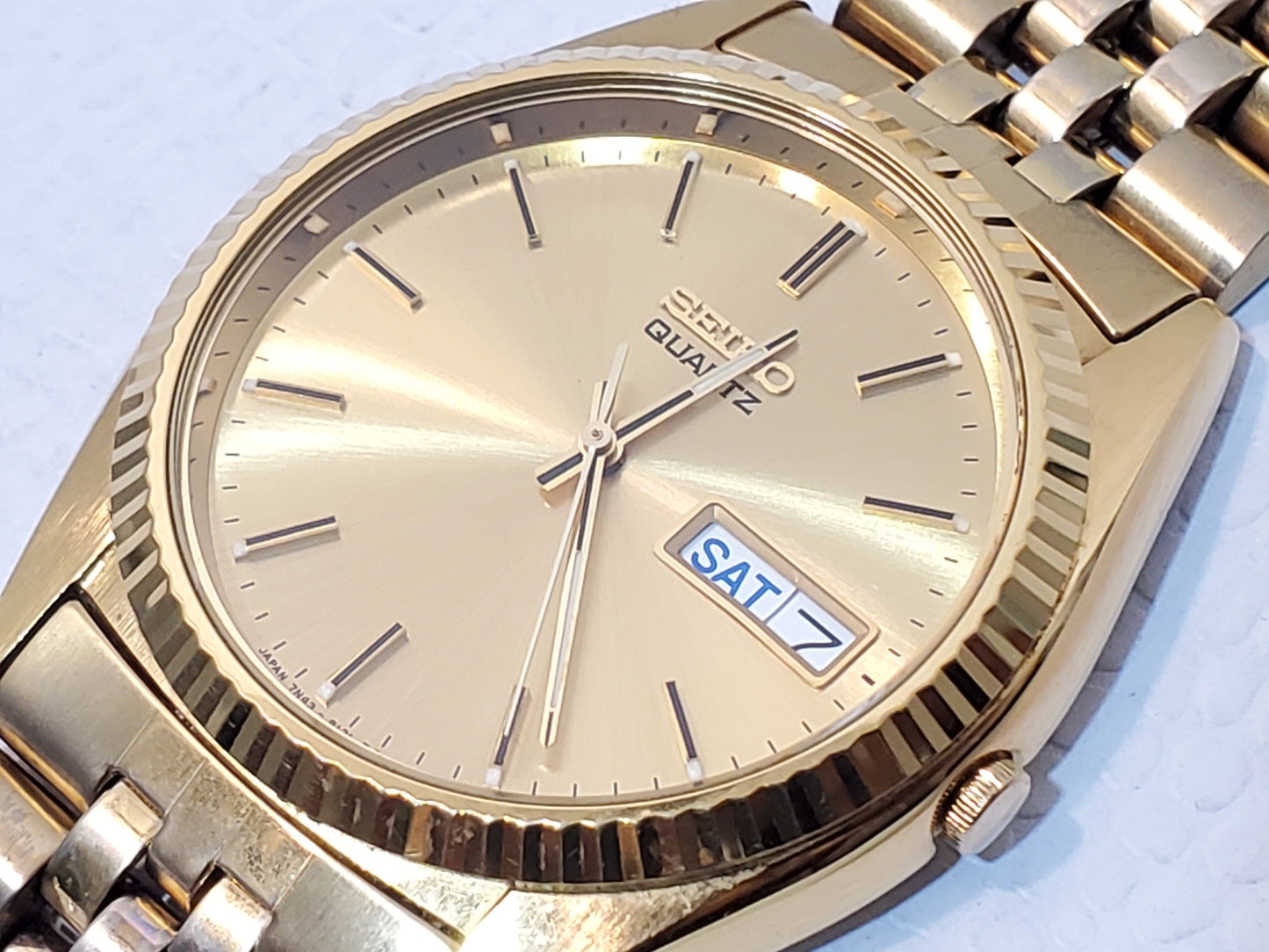 Vintage Seiko Presidential Men's Gold Tone Day Date Quartz Watch Stainless Steel