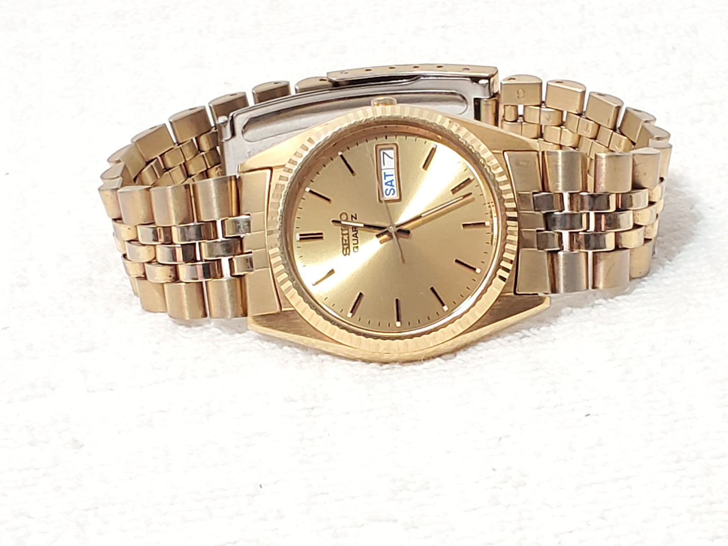 Vintage Seiko Presidential Men's Gold Tone Day Date Quartz Watch Stainless Steel