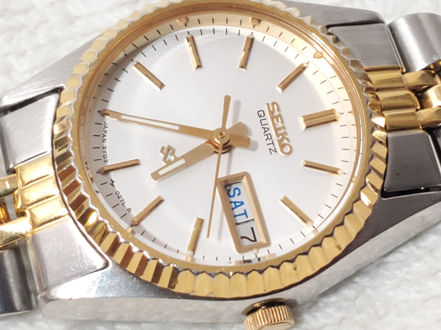 Vintage Seiko SQ Presidential Women's Gold Tone Day Date Watch 1 Jewel S Steel
