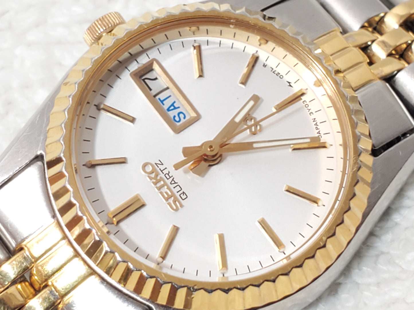 Vintage Seiko SQ Presidential Women's Gold Tone Day Date Watch 1 Jewel S Steel