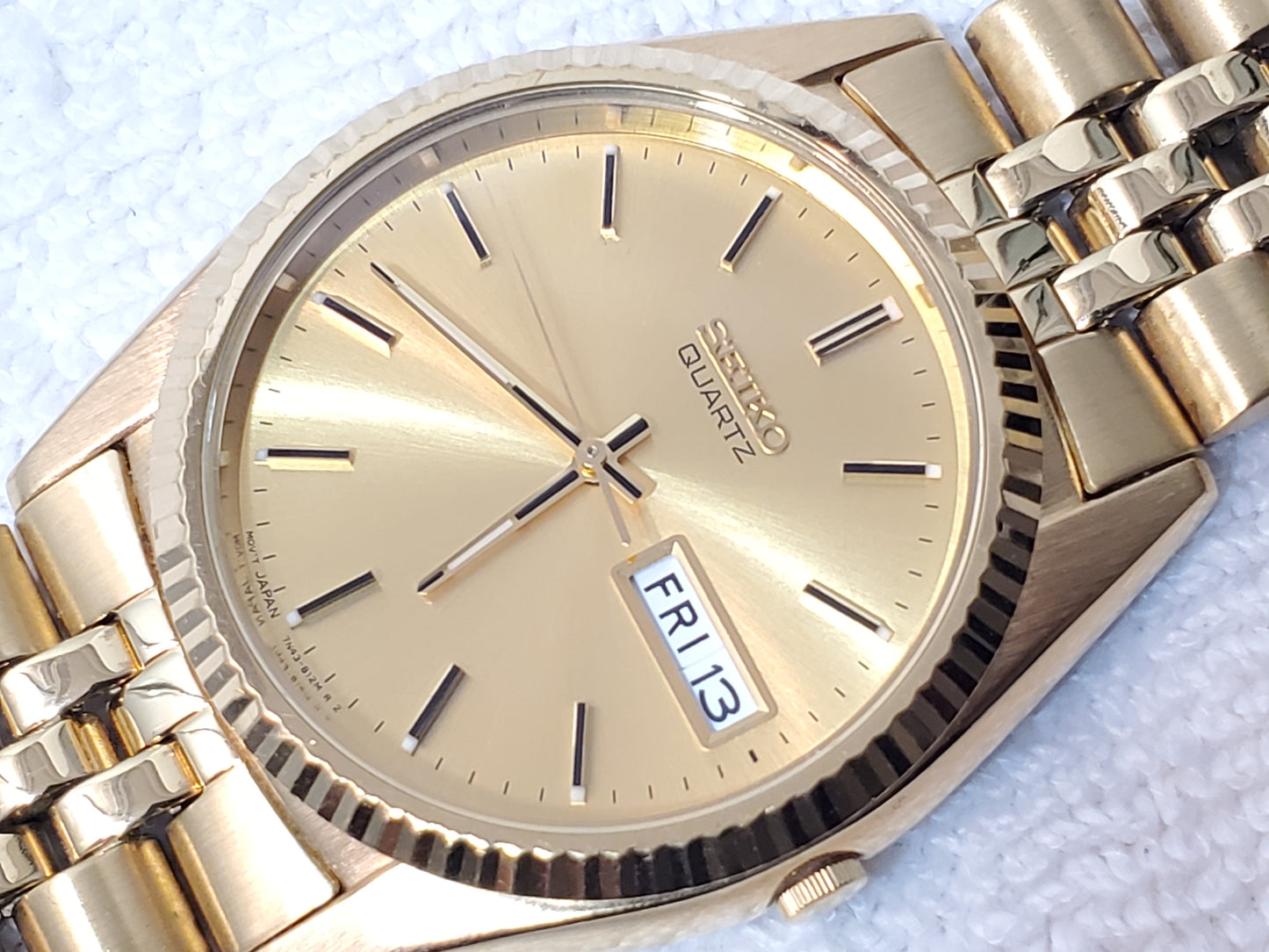 Vintage Seiko Presidential Men's Gold Tone Day Date Quartz Watch S Steel 1 Jewel