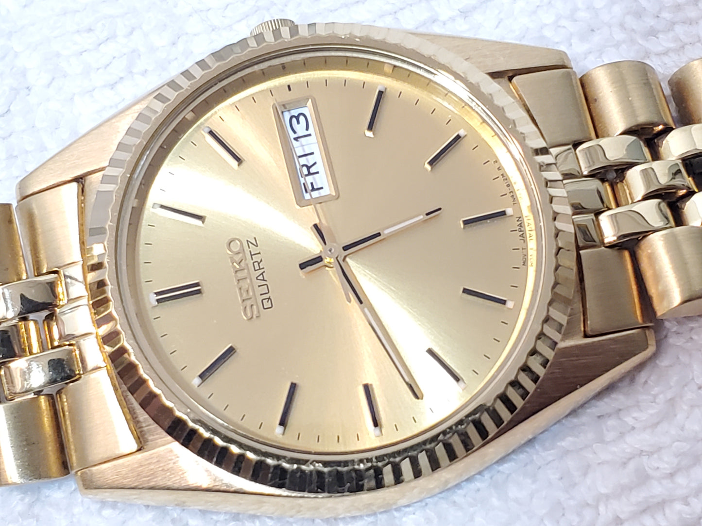 Vintage Seiko Presidential Men's Gold Tone Day Date Quartz Watch S Steel 1 Jewel