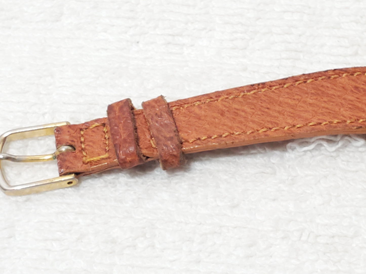 Vintage Gruen Precision Women's Tank Watch Gold Plated One Jewel Brown Leather
