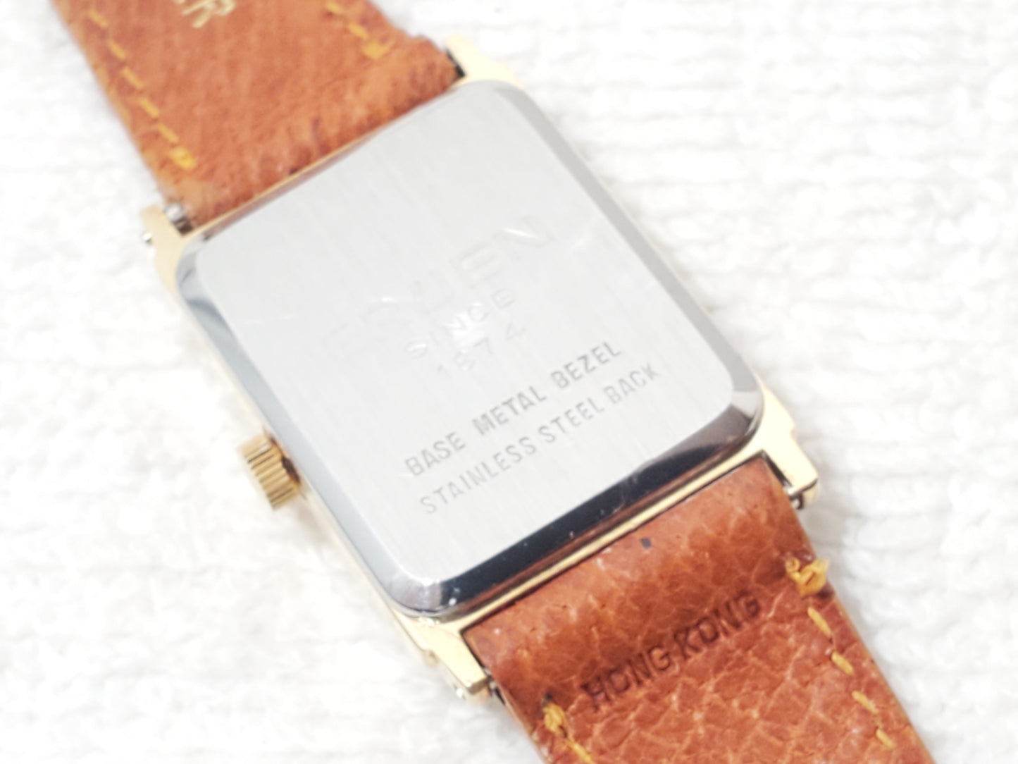 Vintage Gruen Precision Women's Tank Watch Gold Plated One Jewel Brown Leather